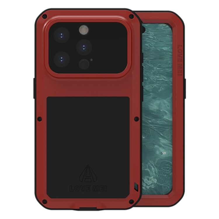 For iPhone 15 Pro LOVE MEI Metal Shockproof Life Waterproof Dustproof Phone Case(Red) - iPhone 15 Pro Cases by LOVE MEI | Online Shopping UK | buy2fix