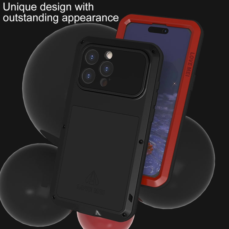 For iPhone 15 Pro Max LOVE MEI Metal Shockproof Life Waterproof Dustproof Phone Case(Black) - iPhone 15 Pro Max Cases by LOVE MEI | Online Shopping UK | buy2fix