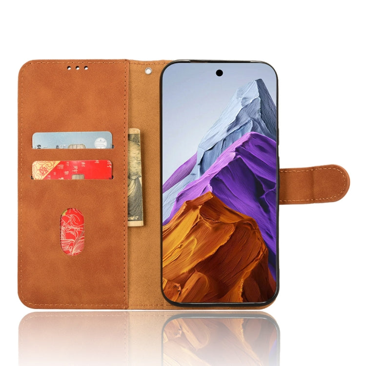 For Google Pixel 9 Pro Skin Feel Magnetic Flip Leather Phone Case(Brown) - Google Cases by buy2fix | Online Shopping UK | buy2fix