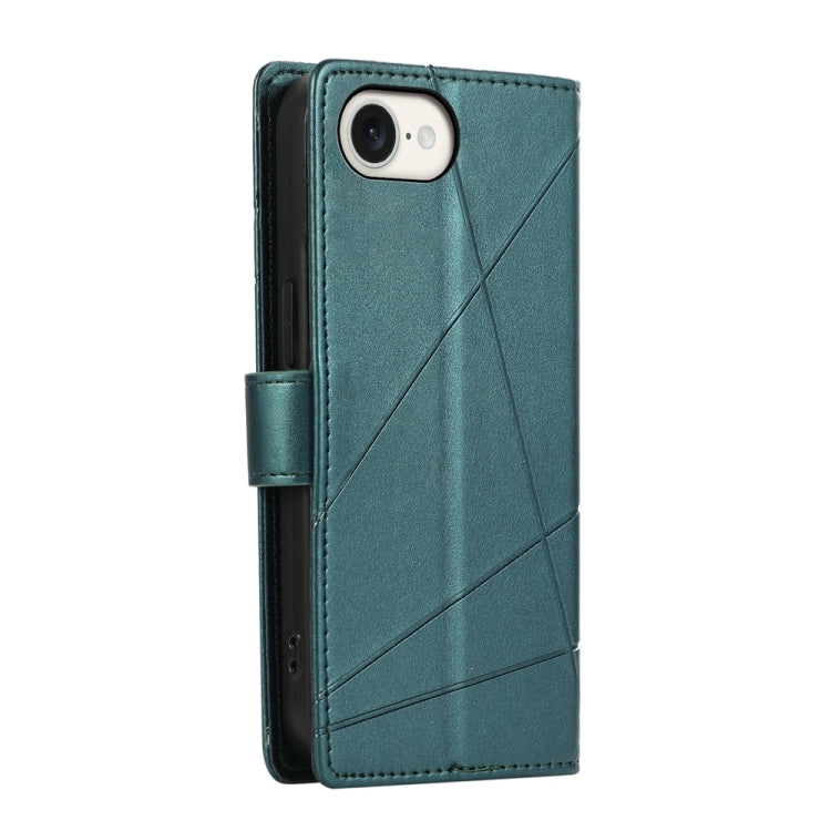 For iPhone SE 2024 PU Genuine Leather Texture Embossed Line Phone Case(Green) - More iPhone Cases by buy2fix | Online Shopping UK | buy2fix