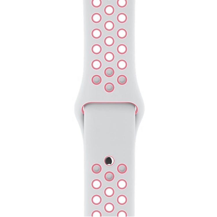 For Apple Watch Series 7 41mm / 6 & SE & 5 & 4 40mm / 3 & 2 & 1 38mm Sport Silicone Watch Band Standard Edition(White Pink) - Watch Bands by buy2fix | Online Shopping UK | buy2fix