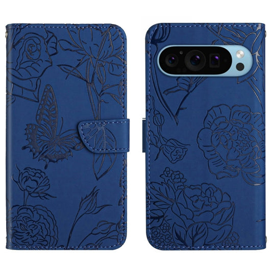 For Google Pixel 9 Pro Skin Feel Butterfly Embossed Flip Leather Phone Case(Blue) - Google Cases by buy2fix | Online Shopping UK | buy2fix