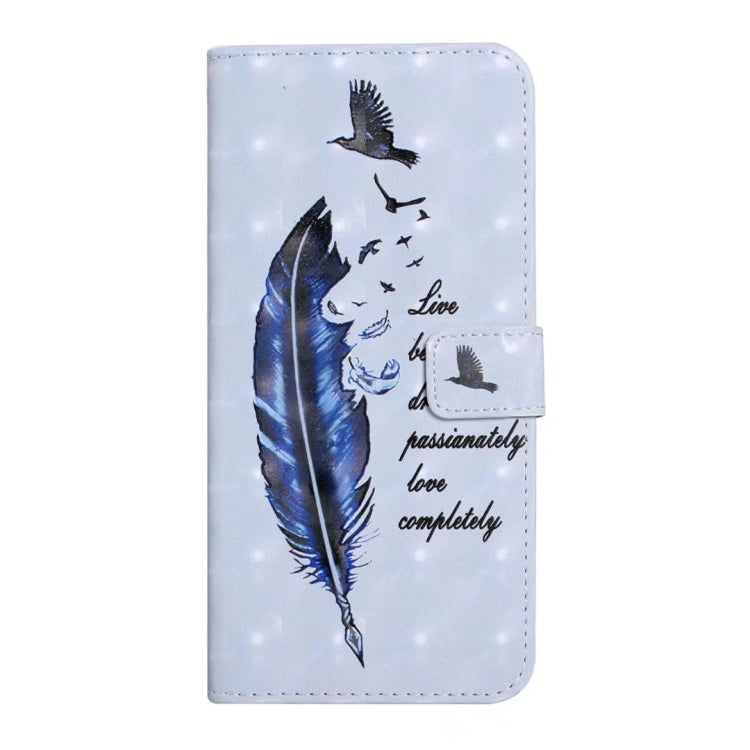 For iPhone 16 Oil Embossed 3D Drawing Leather Phone Case(Blue Feather) - iPhone 16 Cases by buy2fix | Online Shopping UK | buy2fix