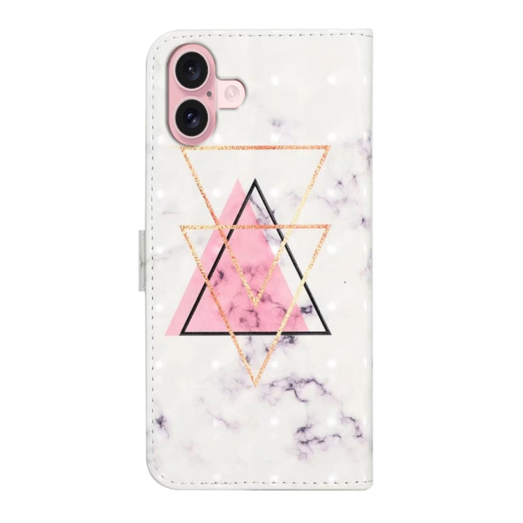 For iPhone 16 Plus Oil Embossed 3D Drawing Leather Phone Case(Triangular Marble) - iPhone 16 Plus Cases by buy2fix | Online Shopping UK | buy2fix