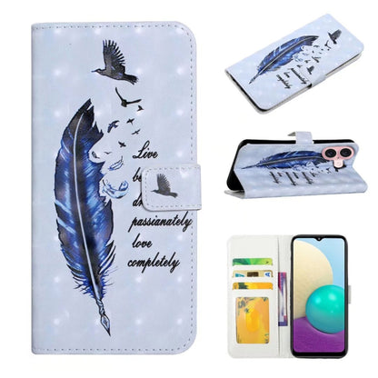 For iPhone 16 Plus Oil Embossed 3D Drawing Leather Phone Case(Blue Feather) - iPhone 16 Plus Cases by buy2fix | Online Shopping UK | buy2fix