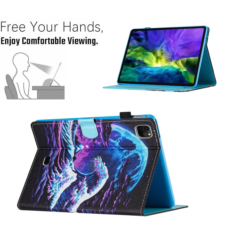 For iPad Pro 11 2024 Colored Drawing Stitching Leather Tablet Smart Case(Sea Wave) - iPad Pro 11 2024 Cases by buy2fix | Online Shopping UK | buy2fix