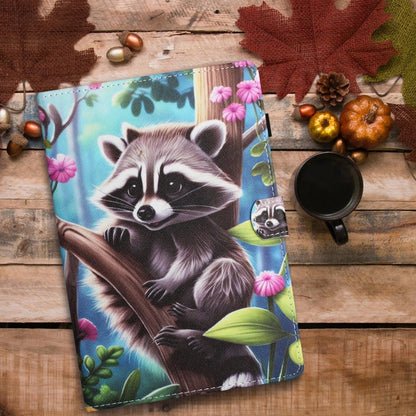 For iPad Pro 11 2024 Colored Drawing Stitching Leather Tablet Smart Case(Raccoon) - iPad Pro 11 2024 Cases by buy2fix | Online Shopping UK | buy2fix