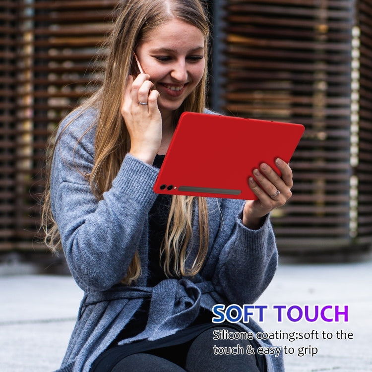 For Samsung Galaxy Tab S9+ Pure Color Liquid Silicone Shockproof Tablet Case(Red) - Galaxy Tab S9+ Cases by buy2fix | Online Shopping UK | buy2fix