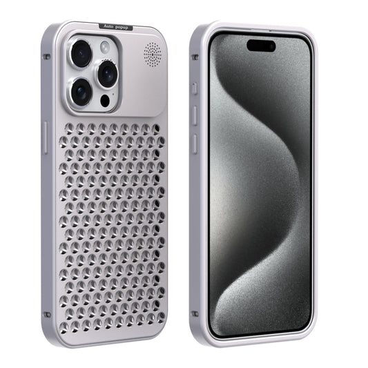 For iPhone 15 Pro R-JUST RJ58 Aromatherapy Metal Cooling Phone Case(Silver) - iPhone 15 Pro Cases by R-JUST | Online Shopping UK | buy2fix