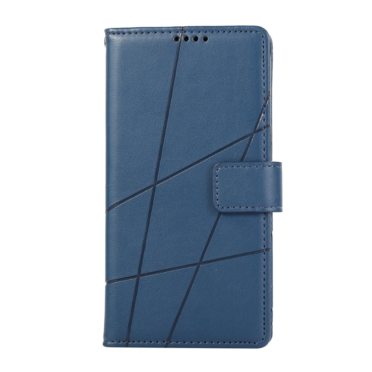 For Google Pixel 9 PU Genuine Leather Texture Embossed Line Phone Case(Blue) - Google Cases by buy2fix | Online Shopping UK | buy2fix