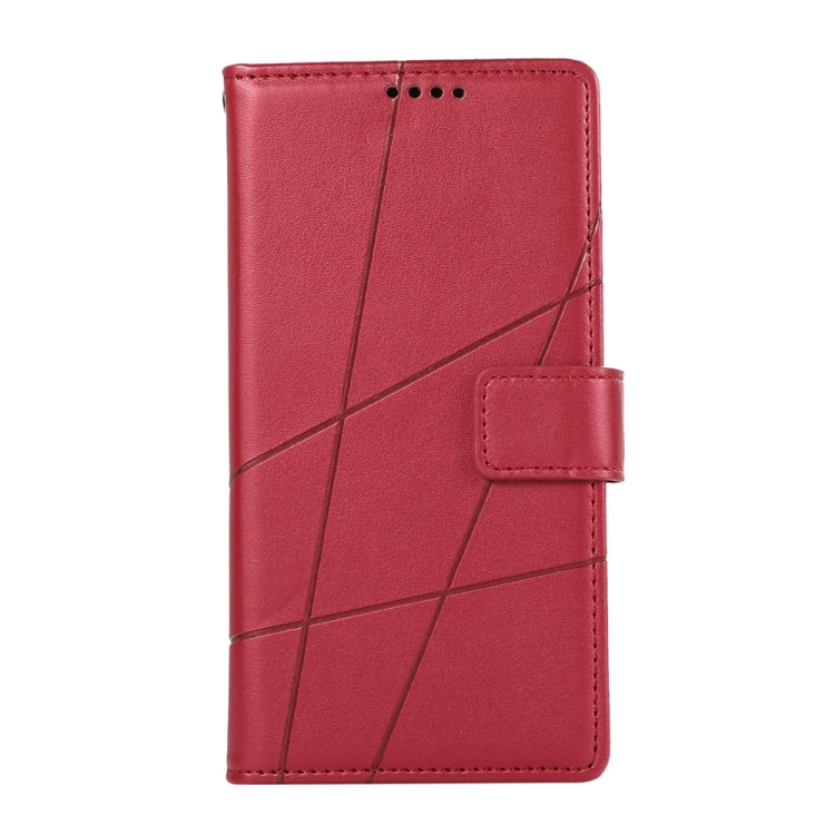 For Google Pixel 9 PU Genuine Leather Texture Embossed Line Phone Case(Red) - Google Cases by buy2fix | Online Shopping UK | buy2fix