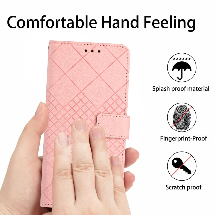 For Google Pixel 9 Rhombic Grid Texture Leather Phone Case(Pink) - Google Cases by buy2fix | Online Shopping UK | buy2fix