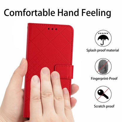 For Motorola Moto G Play 4G 2024 Rhombic Grid Texture Leather Phone Case(Red) - Motorola Cases by buy2fix | Online Shopping UK | buy2fix