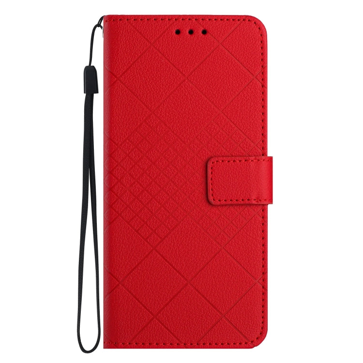 For Motorola Moto G Play 5G 2024 Rhombic Grid Texture Leather Phone Case(Red) - Motorola Cases by buy2fix | Online Shopping UK | buy2fix