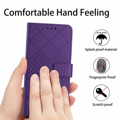 For Motorola Moto G Power 5G 2024 Rhombic Grid Texture Leather Phone Case(Purple) - Motorola Cases by buy2fix | Online Shopping UK | buy2fix