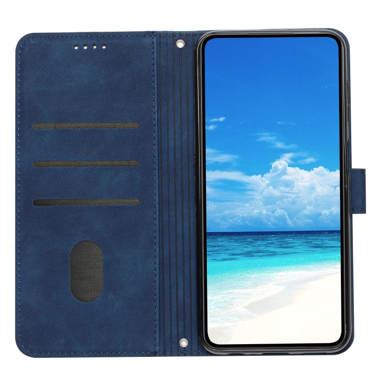 For Xiaomi Redmi K70 / K70 Pro Skin Feel Heart Embossed Leather Phone Case with Long Lanyard(Blue) - K70 Pro Cases by buy2fix | Online Shopping UK | buy2fix