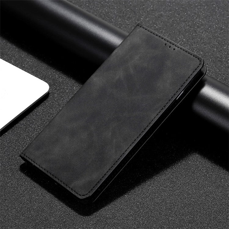 For Motorola Moto G Play 4G 2024 Skin Feel Magnetic Leather Phone Case(Black) - Motorola Cases by buy2fix | Online Shopping UK | buy2fix