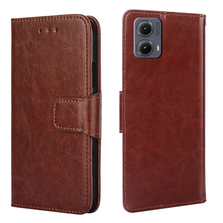 For Motorola Edge 5G 2024 Crystal Texture Leather Phone Case(Brown) - Motorola Cases by buy2fix | Online Shopping UK | buy2fix