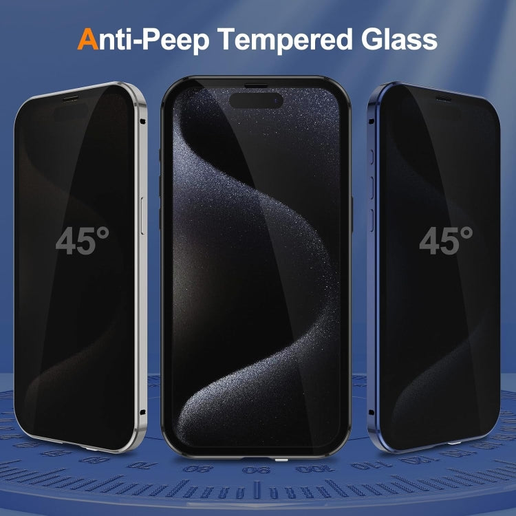 For iPhone 16 Pro Anti-peeping Magnetic Double-sided Tempered Glass Phone Case(Blue) - iPhone 16 Pro Cases by buy2fix | Online Shopping UK | buy2fix