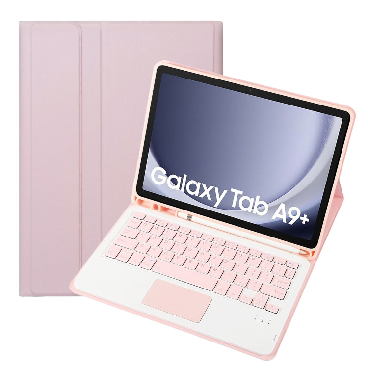 For Samsung Galaxy Tab A9+ X210/X215/X215 A09B-A Candy Color TPU Touch Bluetooth Keyboard Leather Tablet Case with Pen Holder(Pink) - Samsung Keyboard by buy2fix | Online Shopping UK | buy2fix