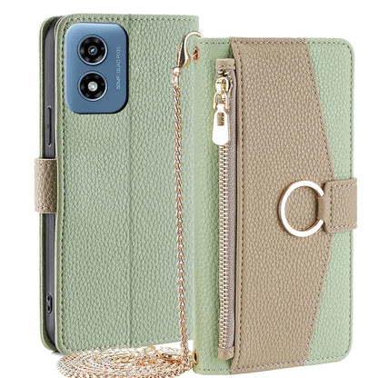 For Motorola Moto G Play 4G 2024 Crossbody Litchi Texture Leather Phone Case(Green) - Motorola Cases by buy2fix | Online Shopping UK | buy2fix