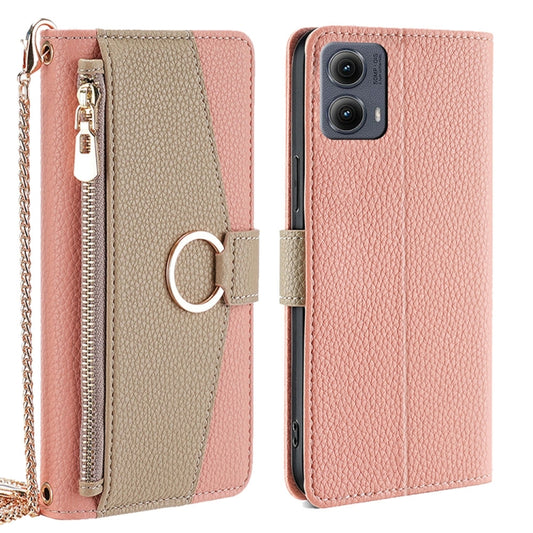 For Motorola Edge 5G 2024 Crossbody Litchi Texture Leather Phone Case(Pink) - Motorola Cases by buy2fix | Online Shopping UK | buy2fix