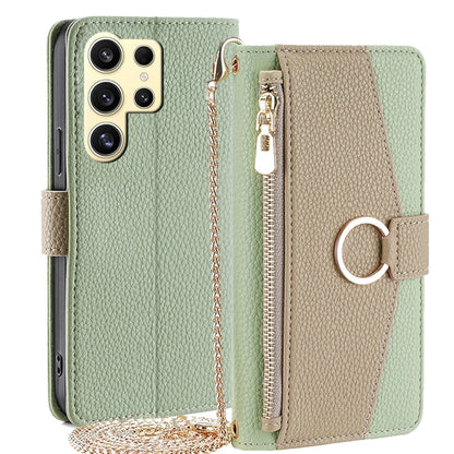 For Samsung Galaxy S24 Ultra 5G Crossbody Litchi Texture Leather Phone Case(Green) - Galaxy S24 Ultra 5G Cases by buy2fix | Online Shopping UK | buy2fix