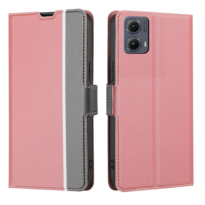 For Motorola Edge 5G 2024 Twill Texture Side Button Leather Phone Case(Pink) - Motorola Cases by buy2fix | Online Shopping UK | buy2fix