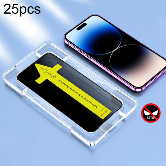 For iPhone 14 Pro 25pcs Anti-peeping Fast Attach Dust-proof Anti-static Tempered Glass Film - iPhone 14 Pro Tempered Glass by buy2fix | Online Shopping UK | buy2fix