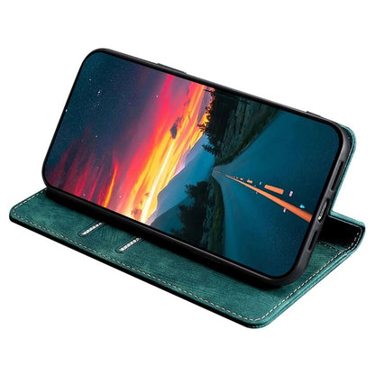 For Motorola Moto G Play 4G 2024 RFID Anti-theft Brush Magnetic Leather Phone Case(Green) - Motorola Cases by buy2fix | Online Shopping UK | buy2fix