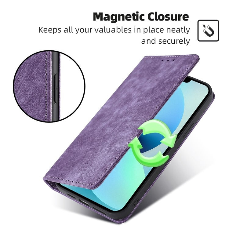 For Motorola Edge 5G 2024 RFID Anti-theft Brush Magnetic Leather Phone Case(Purple) - Motorola Cases by buy2fix | Online Shopping UK | buy2fix