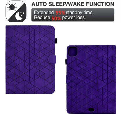 For iPad Pro 11 2024 Rhombus TPU Smart Leather Tablet Case(Purple) - iPad Pro 11 2024 Cases by buy2fix | Online Shopping UK | buy2fix