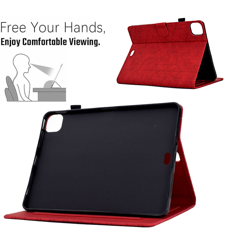 For iPad Pro 11 2024 Rhombus TPU Smart Leather Tablet Case(Red) - iPad Pro 11 2024 Cases by buy2fix | Online Shopping UK | buy2fix