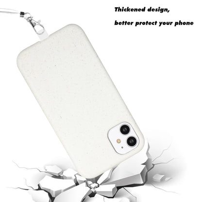 For iPhone 11 Wheat MagSafe Magnetic Straw Material + TPU Phone Case with Lanyard(White) - iPhone 11 Cases by buy2fix | Online Shopping UK | buy2fix