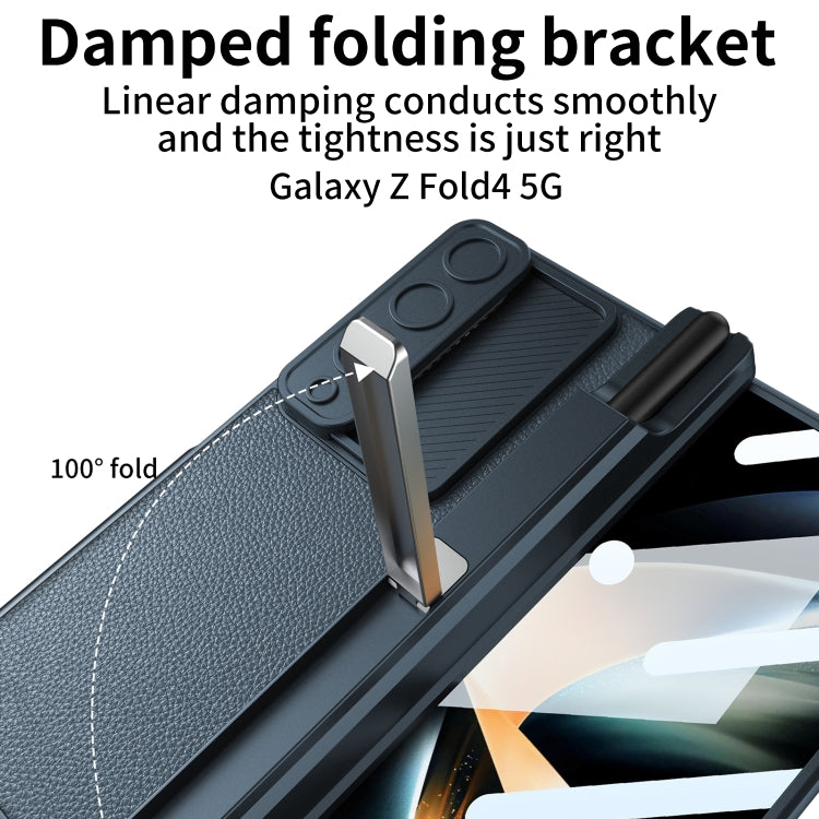 For Samsung Galaxy Z Fold4 GKK Magnetic Hinge Flip Leather Phone Case with Holder(Silver) - Galaxy Z Fold4 5G Cases by GKK | Online Shopping UK | buy2fix