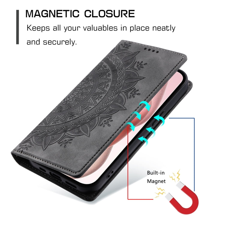 For iPhone 16 Pro Totem Embossed Magnetic Leather Phone Case(Grey) - iPhone 16 Pro Cases by buy2fix | Online Shopping UK | buy2fix