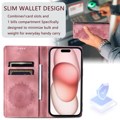 For iPhone 16 Pro Totem Embossed Magnetic Leather Phone Case(Rose Gold) - iPhone 16 Pro Cases by buy2fix | Online Shopping UK | buy2fix