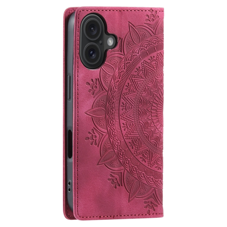 For iPhone 16 Plus Totem Embossed Magnetic Leather Phone Case(Red) - iPhone 16 Plus Cases by buy2fix | Online Shopping UK | buy2fix