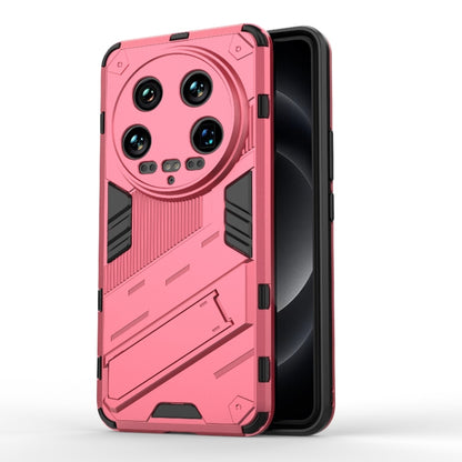 For Xiaomi 14 Ultra 5G Punk Armor 2 in 1 PC + TPU Phone Case with Holder(Light Red) - 14 Ultra Cases by buy2fix | Online Shopping UK | buy2fix