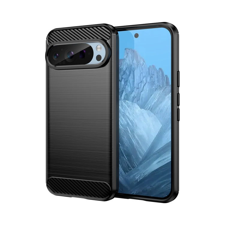 For Google Pixel 9 Pro 5G Carbon Fiber Brushed Texture TPU Phone Case(Black) - Google Cases by buy2fix | Online Shopping UK | buy2fix