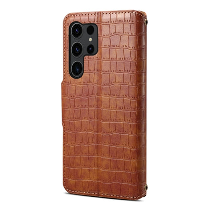 For Samsung Galaxy S24+ 5G Denior Crocodile Texture Oil Edge Leather Phone Case(Brown) - Galaxy S24+ 5G Cases by Denior | Online Shopping UK | buy2fix