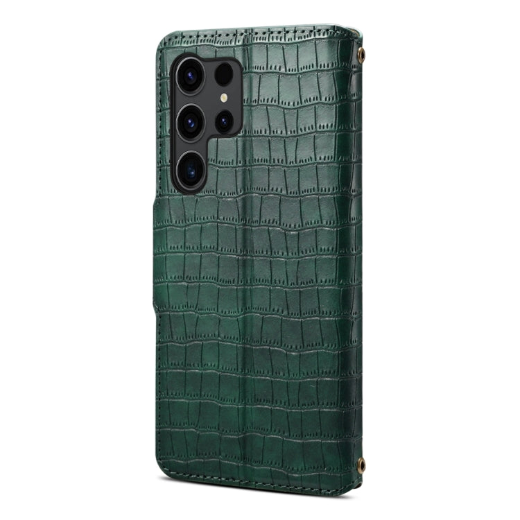 For Samsung Galaxy S24+ 5G Denior Crocodile Texture Oil Edge Leather Phone Case(Green) - Galaxy S24+ 5G Cases by Denior | Online Shopping UK | buy2fix