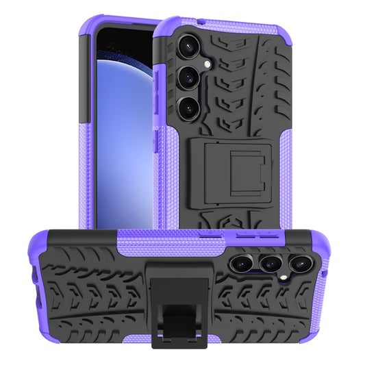 For Samsung Galaxy S23 FE 5G Tire Texture TPU + PC Phone Case with Holder(Purple) - Galaxy S23 FE 5G Cases by buy2fix | Online Shopping UK | buy2fix