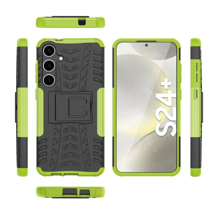 For Samsung Galaxy S24+ Tire Texture TPU + PC Phone Case with Holder(Green) - Galaxy S24+ 5G Cases by buy2fix | Online Shopping UK | buy2fix