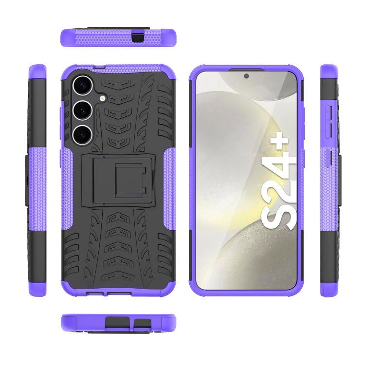 For Samsung Galaxy S24+ Tire Texture TPU + PC Phone Case with Holder(Purple) - Galaxy S24+ 5G Cases by buy2fix | Online Shopping UK | buy2fix
