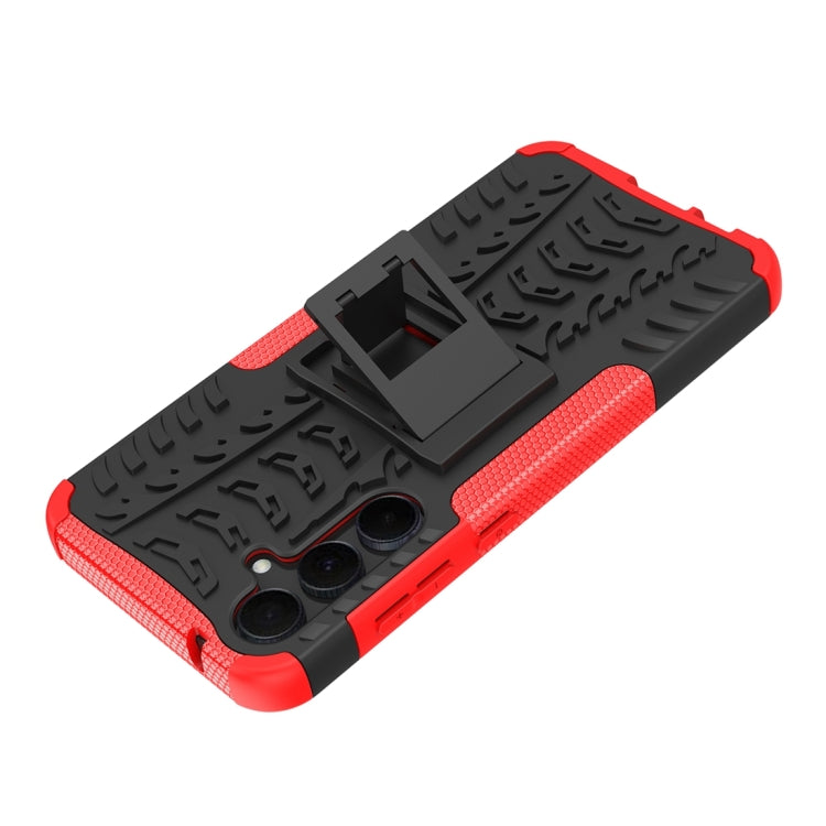 For Samsung Galaxy A55 Tire Texture TPU + PC Phone Case with Holder(Red) - Galaxy Phone Cases by buy2fix | Online Shopping UK | buy2fix