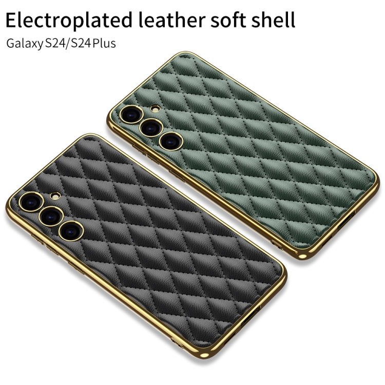 For Samsung Galaxy S24+ 5G GKK Rhombus Pattern Electroplating Plain PU Phone Case(Black) - Galaxy S24+ 5G Cases by GKK | Online Shopping UK | buy2fix