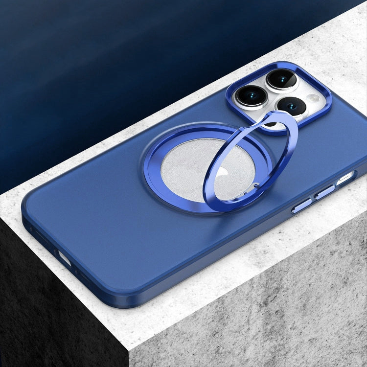 For iPhone 12 Pro Max MagSafe 360 Rotate Ring Holder PC Phone Case(Dark Blue) - iPhone 12 Pro Max Cases by buy2fix | Online Shopping UK | buy2fix