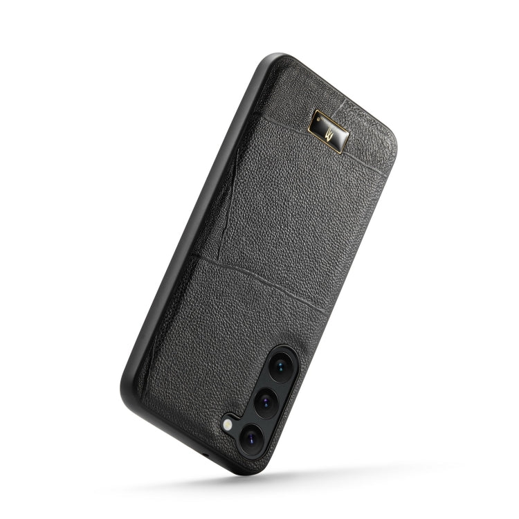 For Samsung Galaxy S24 5G Fierre Shann Leather Texture Phone Back Cover Case(Ox Tendon Black) - Galaxy S24 5G Cases by FIERRE SHANN | Online Shopping UK | buy2fix