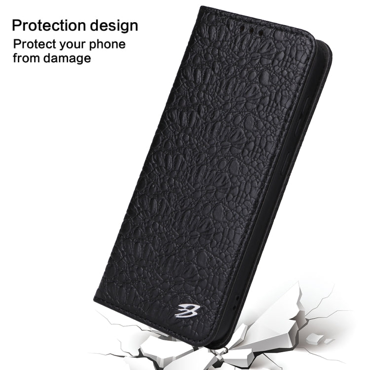 For Samsung Galaxy S24+ 5G Fierre Shann Crocodile Texture Magnetic Genuine Leather Phone Case(Black) - Galaxy S24+ 5G Cases by FIERRE SHANN | Online Shopping UK | buy2fix